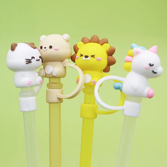 1PC Cute Animal Silicone Straw Cap Cover