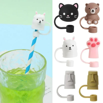 1PC Cute Cat Paw Silicone Straw Cap Cover