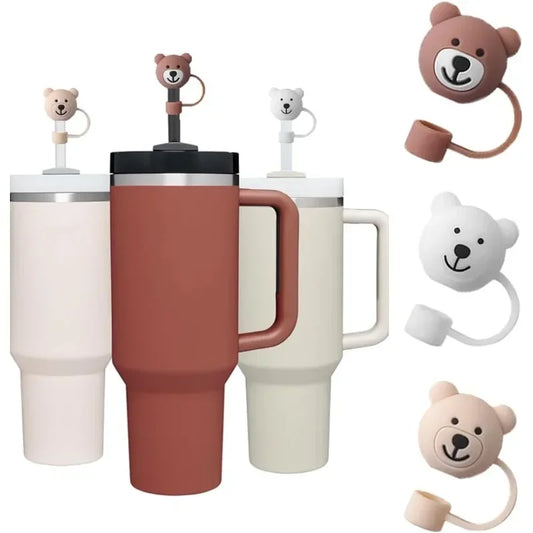 3 pcs Silicone Straw Cover for Stanley Cups Cute bear 30oz / 40oz