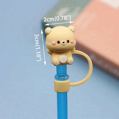 1PC Cute Animal Silicone Straw Cap Cover