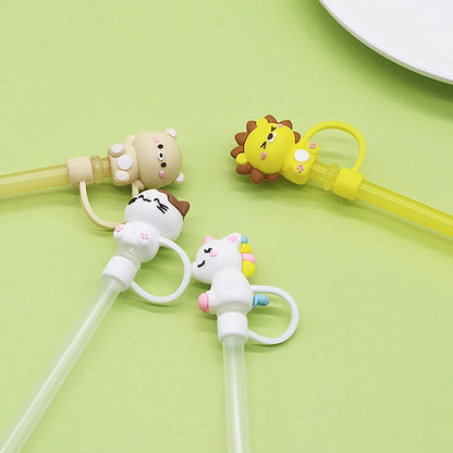 1PC Cute Animal Silicone Straw Cap Cover