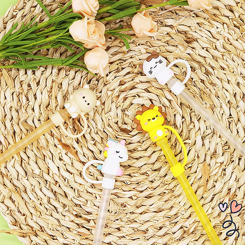 1PC Cute Animal Silicone Straw Cap Cover